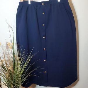 Cape Cod Sportswear Women's Navy Blue Skirt w/Gold Accent Buttons